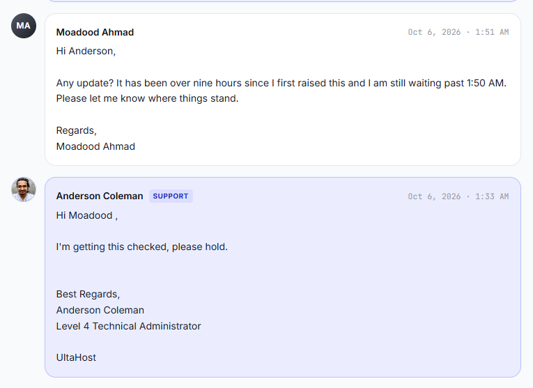 Follow-up messages at 1:33 AM and 1:51 AM on 6 October