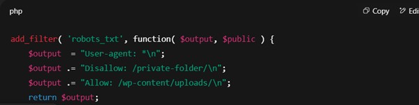 Add the robots.txt Filter Code