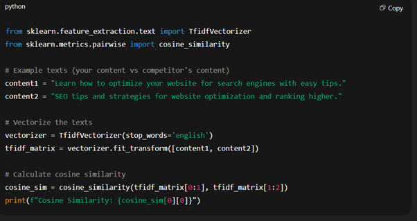 Content Gap Analysis with Cosine Similarity