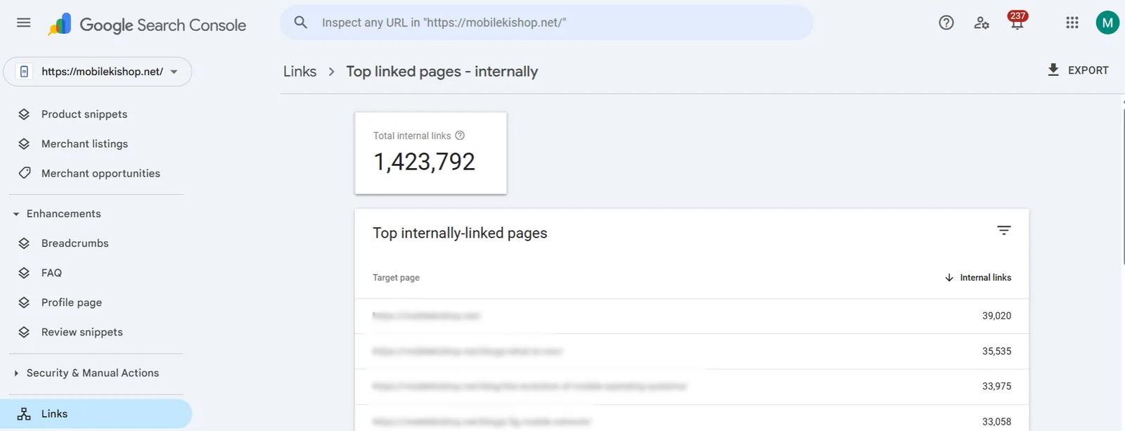 Review Top Linked Pages